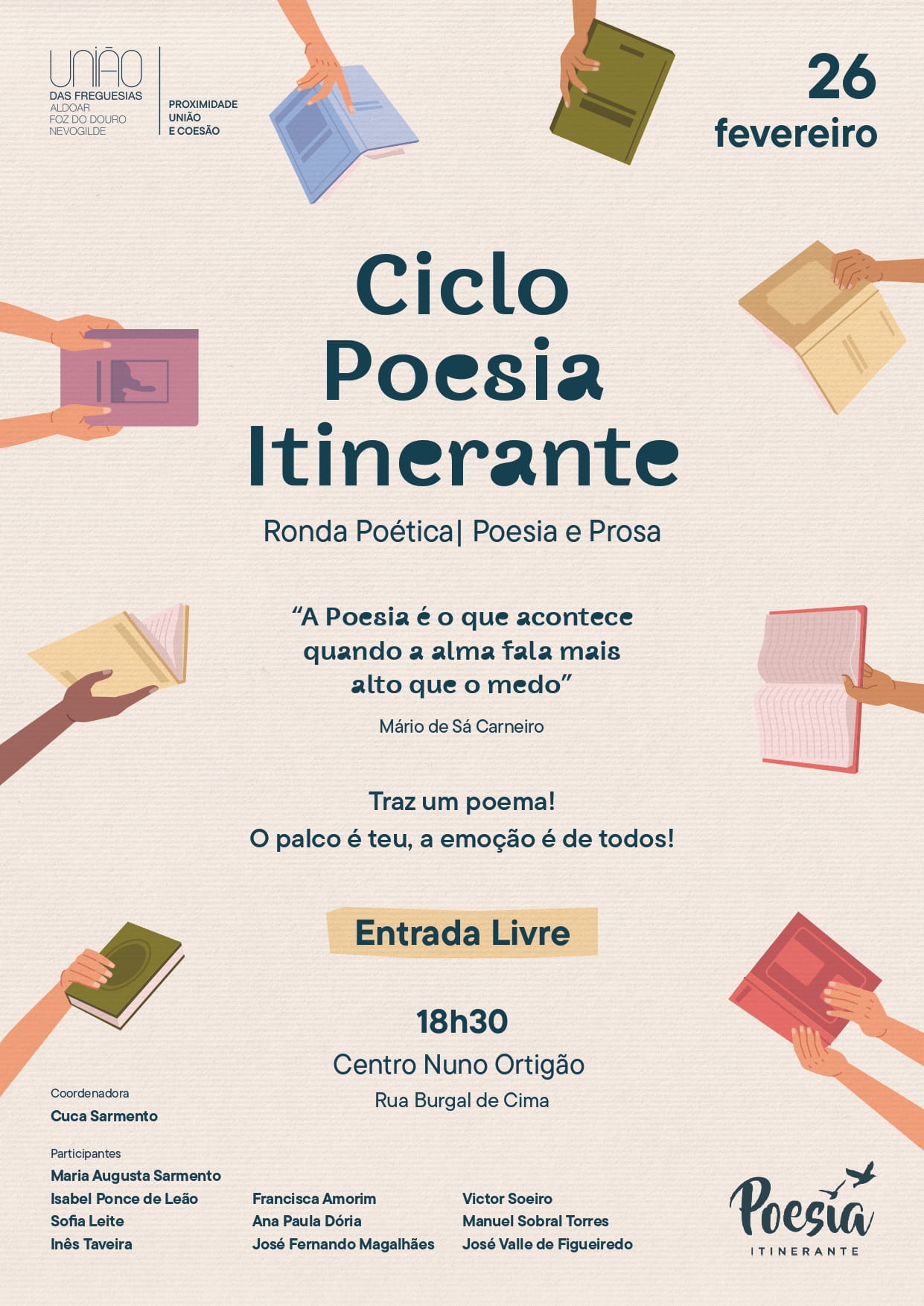 Cartaz Ciclo Poesia Itinerante Fevereiro 2026